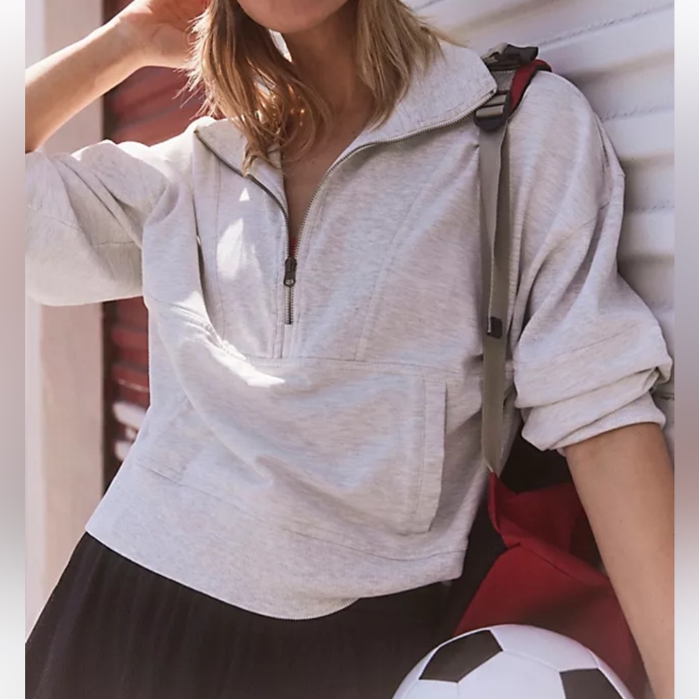 Free People Movement Adeline Half Zip Pullover Size Small Grey